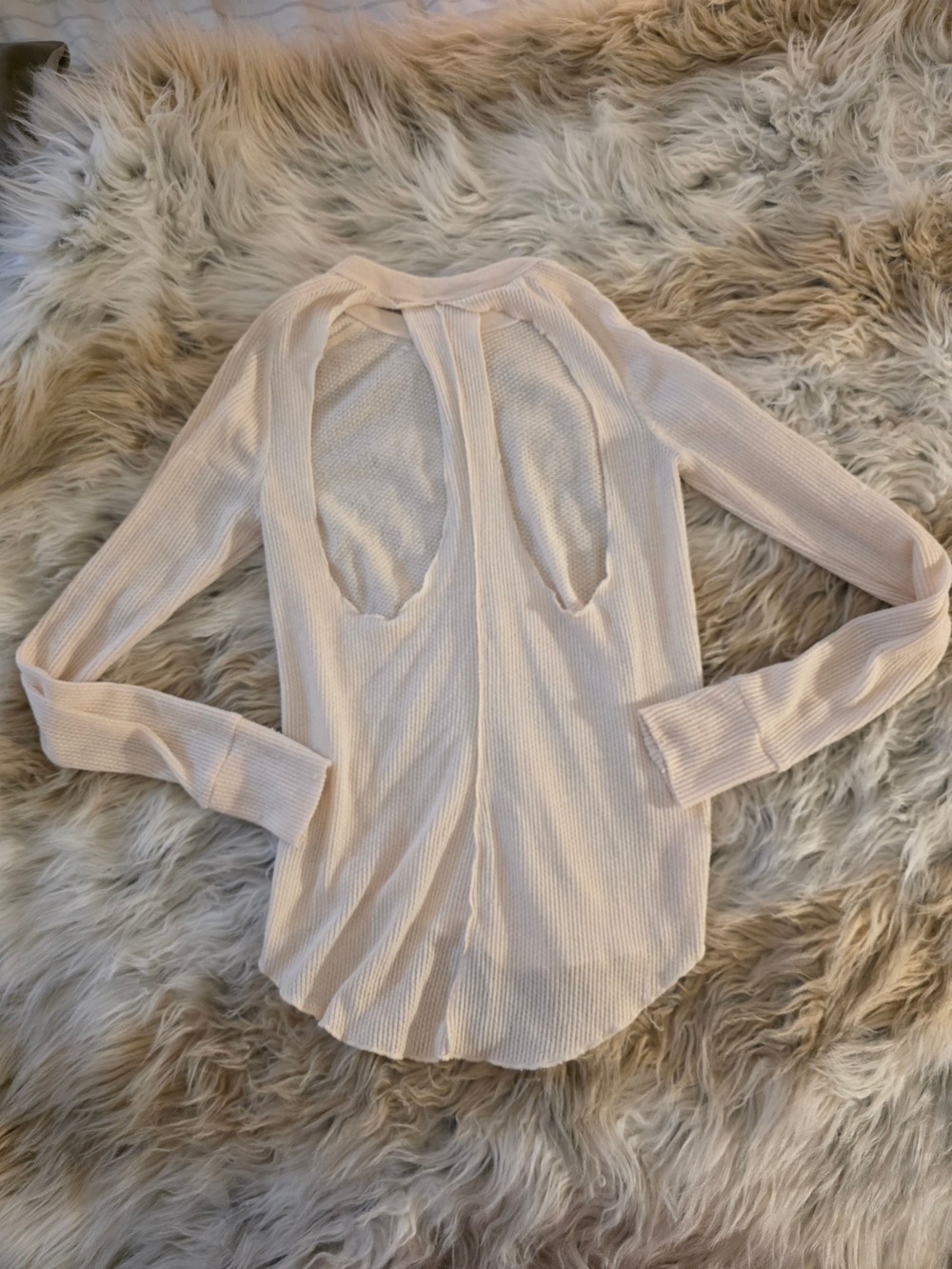 Urban Outfitters Cream Ribbed Long Sleeve Top